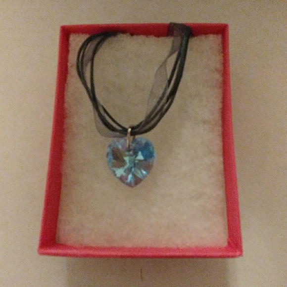 Aruba Blue Crystal Heart Necklace - Picture 3 of 8